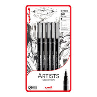 Zestaw markerów UNI PIN fineliner Artist Selection 5 szt. | Artmie