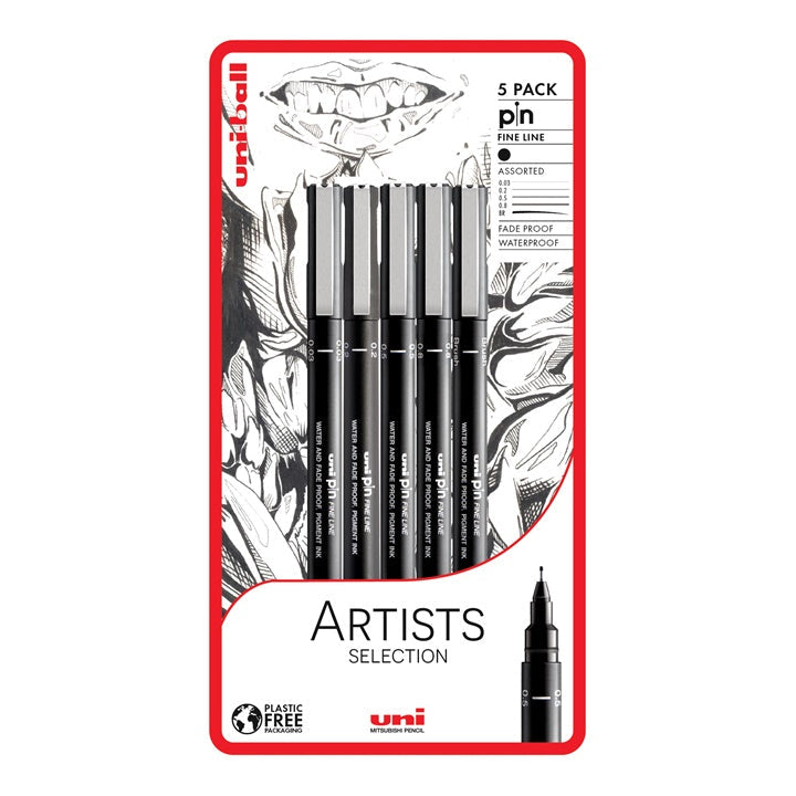 Zestaw markerów UNI PIN fineliner Artist Selection 5 szt. | Artmie