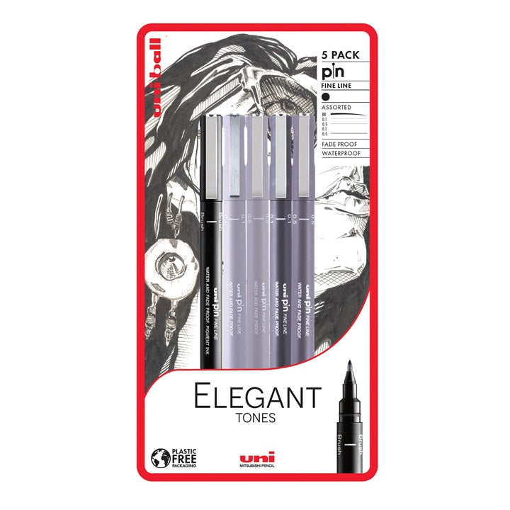 Zestaw markerów UNI PIN fineliner Elegant Tones 5 szt. | Artmie