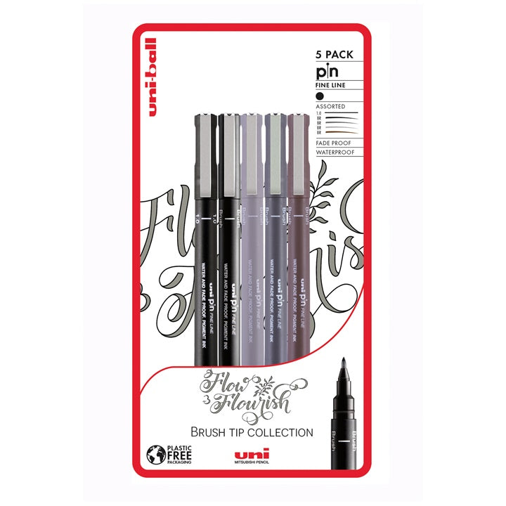 Zestaw markerów UNI PIN fineliner Flow and Flourish 5 szt. | Artmie