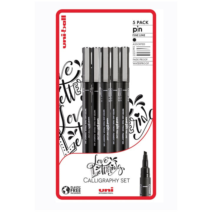 Zestaw markerów UNI PIN fineliner Love Lettering 5 szt. | Artmie