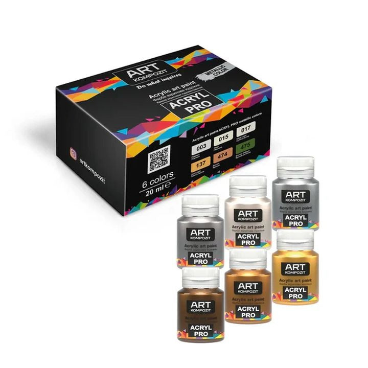 Zestaw metalicznych farb akrylowych ACRYL PRO | Artmie
