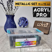 Zestaw metalicznych farb akrylowych ACRYL PRO Kompozit 15x75 ml | Artmie