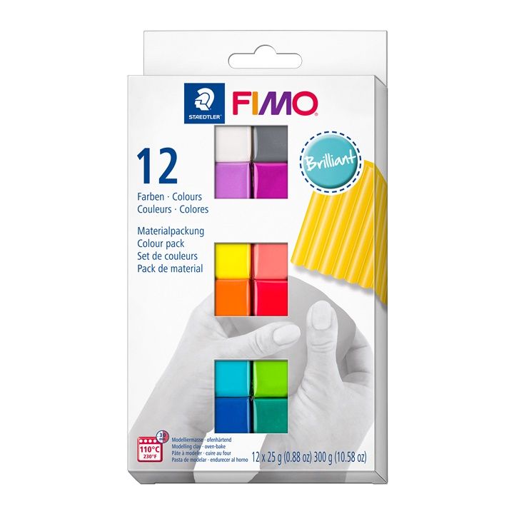 Zestaw miękkiej glinki polimerowej FIMO, jaskrawe kolory 12x25g | Artmie