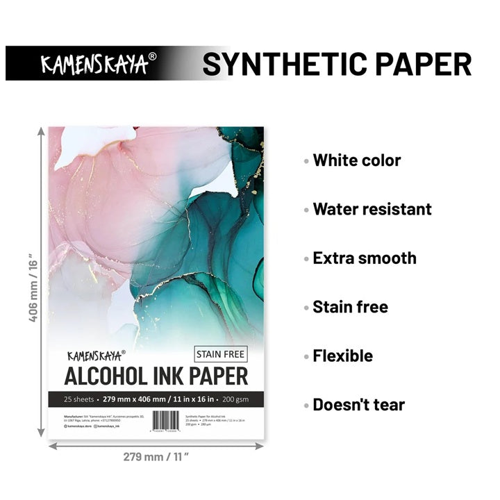Zestaw papierów syntetycznych do tuszy alkoholowych KAMENSKAYA | różne rozmiary | Artmie