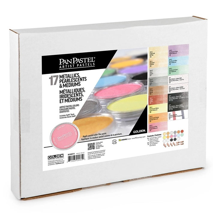 Zestaw pasteli metalicznych i perłowych PanPastel ze złotymi środkami - 17 szt. | Artmie