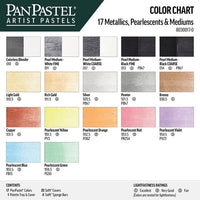 Zestaw pasteli metalicznych i perłowych PanPastel ze złotymi środkami - 17 szt. | Artmie