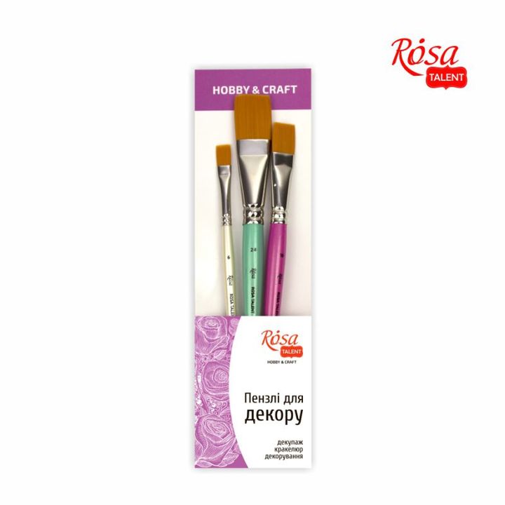 Zestaw pędzli płaskich ROSA TALENT Hobby &amp; Craft | Artmie