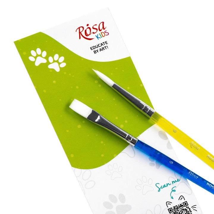 Zestaw pędzli ROSA Kids 2 szt. syntetyczne | okrągły nr 6, płaski nr 6 — zdjęcie 2