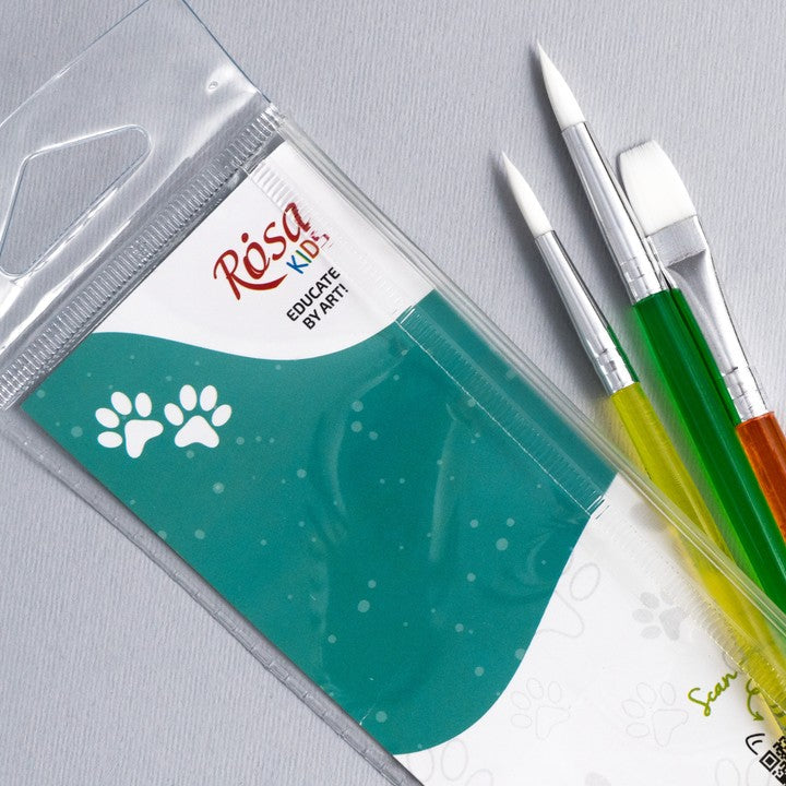 Zestaw pędzli ROSA Kids 3 szt. syntetycznych | okrągłe nr 6, 8, płaski nr 10 — zdjęcie 4