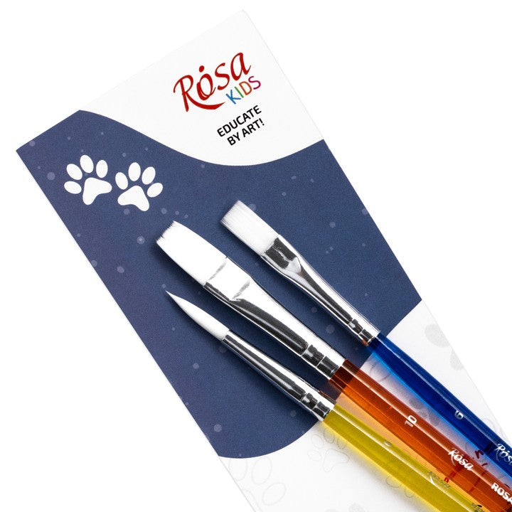 Zestaw pędzli ROSA Kids 3 szt. syntetycznych | okrągły nr 6, płaski nr 6, 10 — zdjęcie 2