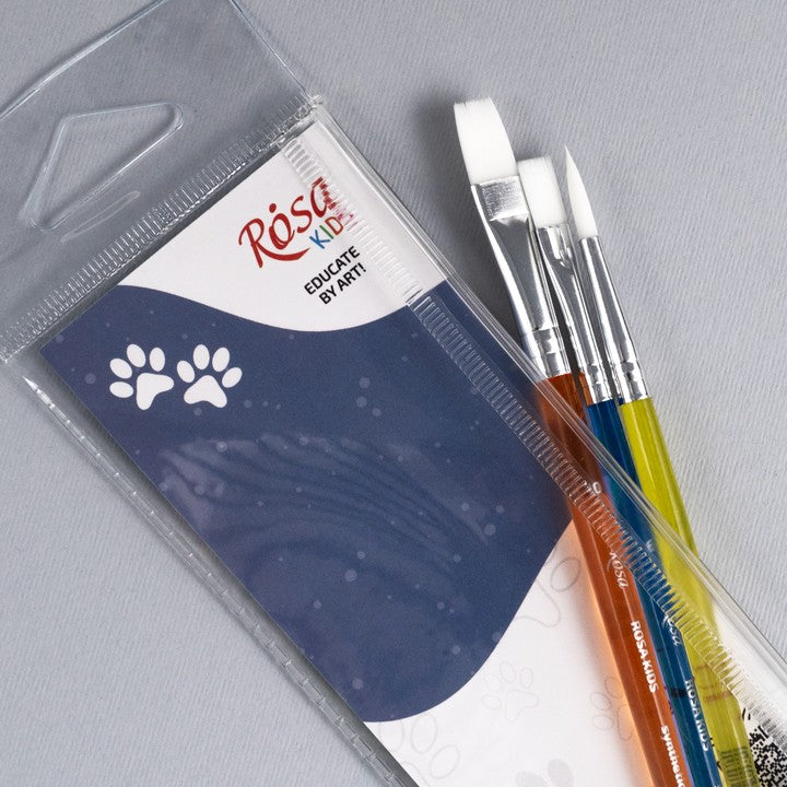 Zestaw pędzli ROSA Kids 3 szt. syntetycznych | okrągły nr 6, płaski nr 6, 10 — zdjęcie 4