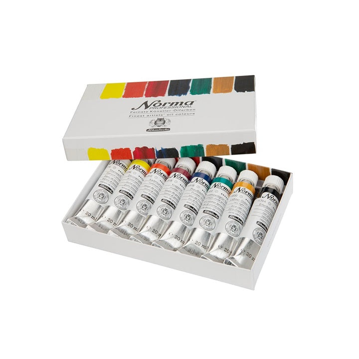 Zestaw profesjonalnych farb olejnych w tubkach Schmincke Norma Professional 8 x 20 ml | Artmie