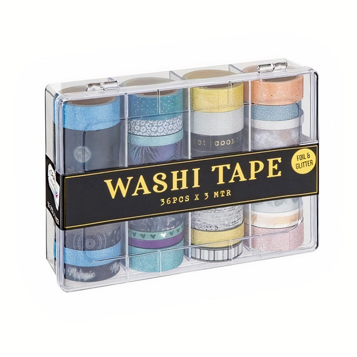 Zestaw taśm Washi 36 szt x 3 m / różne kolory | Artmie