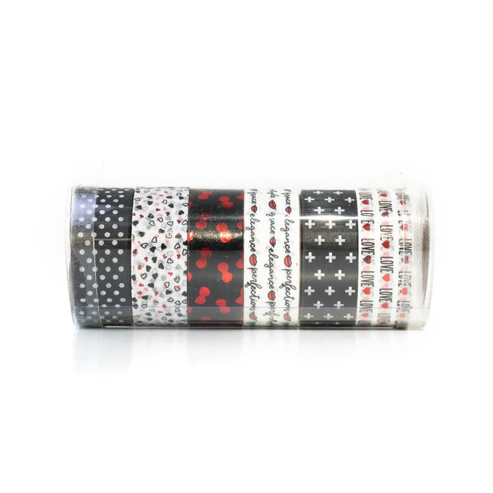 Zestaw taśm washi 6 x 2.5 m | różne rodzaje - czarna