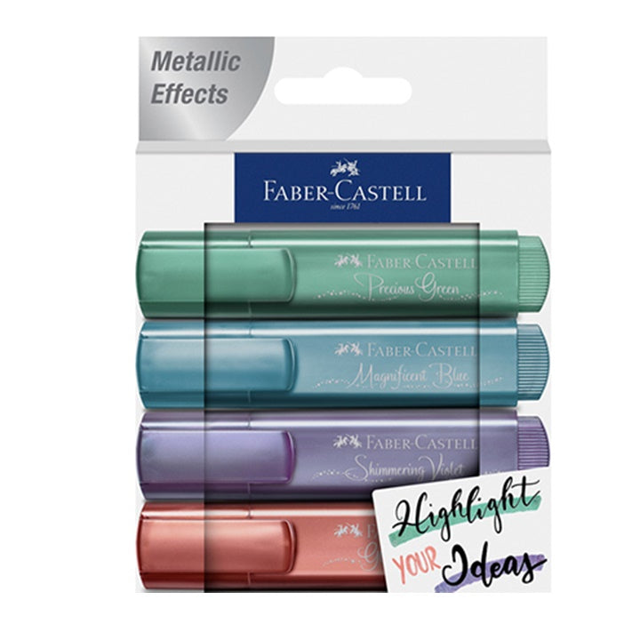 Zestaw zakreślaczy metalicznych Faber-Castell 4 szt | Artmie