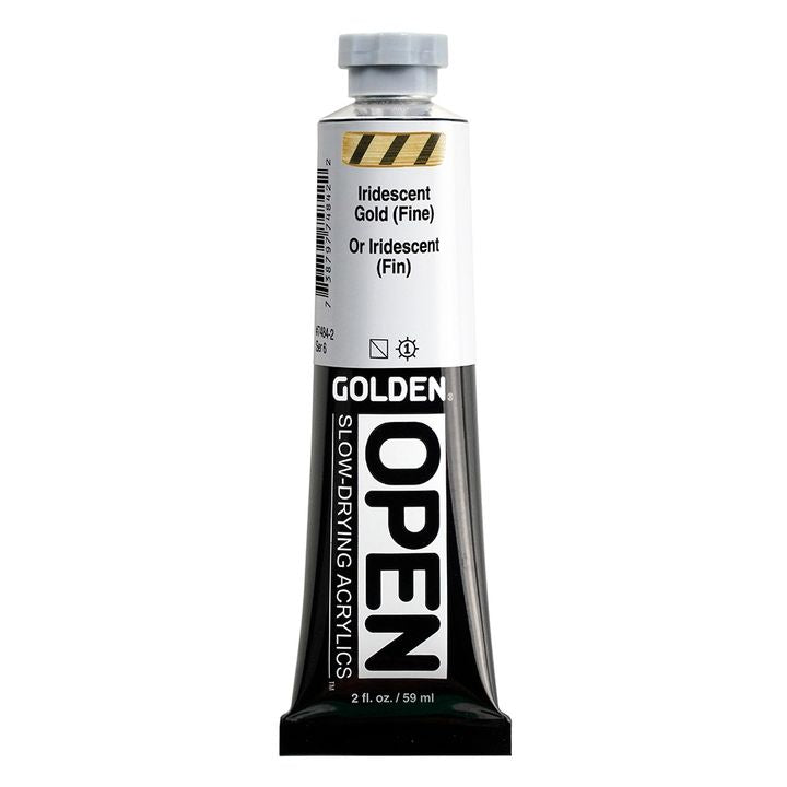 Farba akrylowa GOLDEN OPEN Slow-Drying Iridescent 59 ml – 7484 złoto drobne