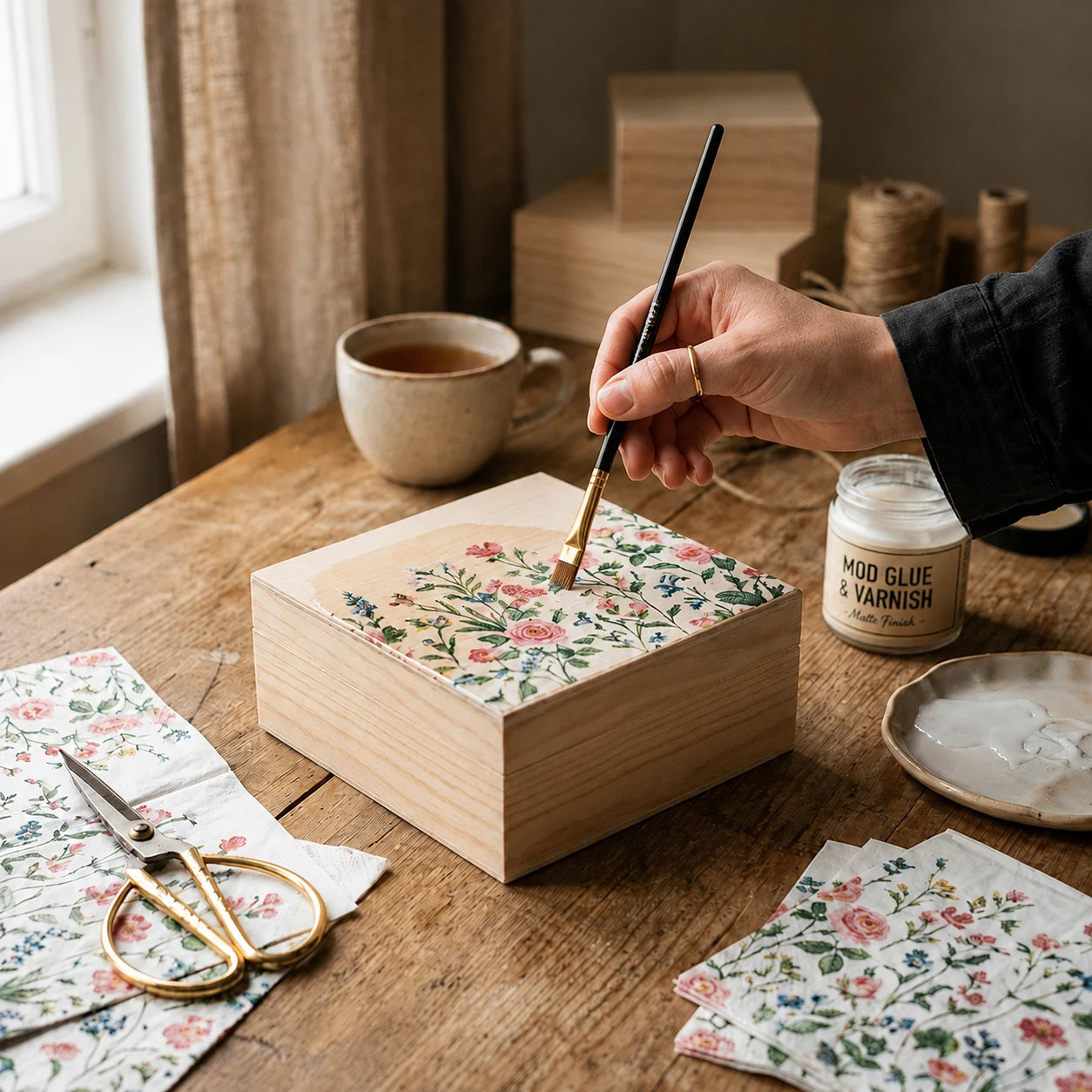 Pędzel w technice decoupage