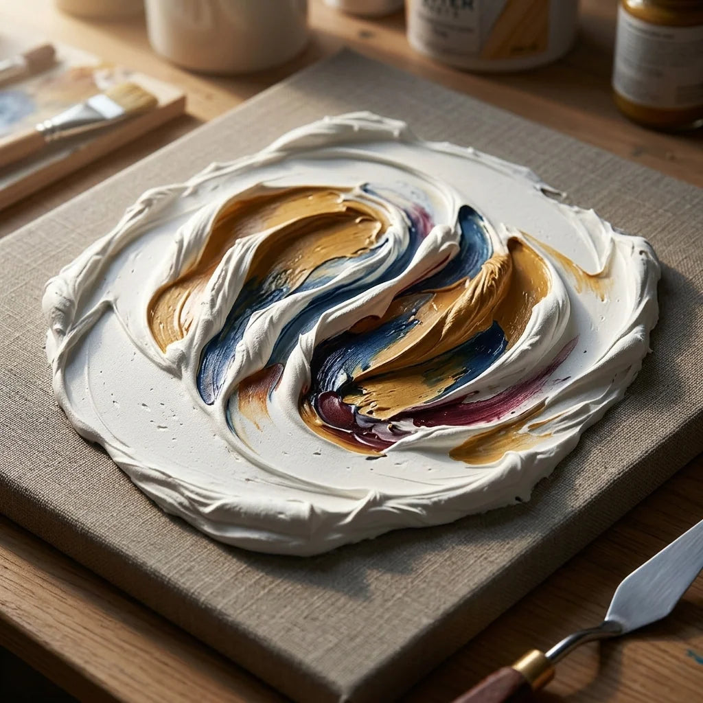 Faktury impasto z 3D pasty ARTMIE Butter — palette knife na płótnie