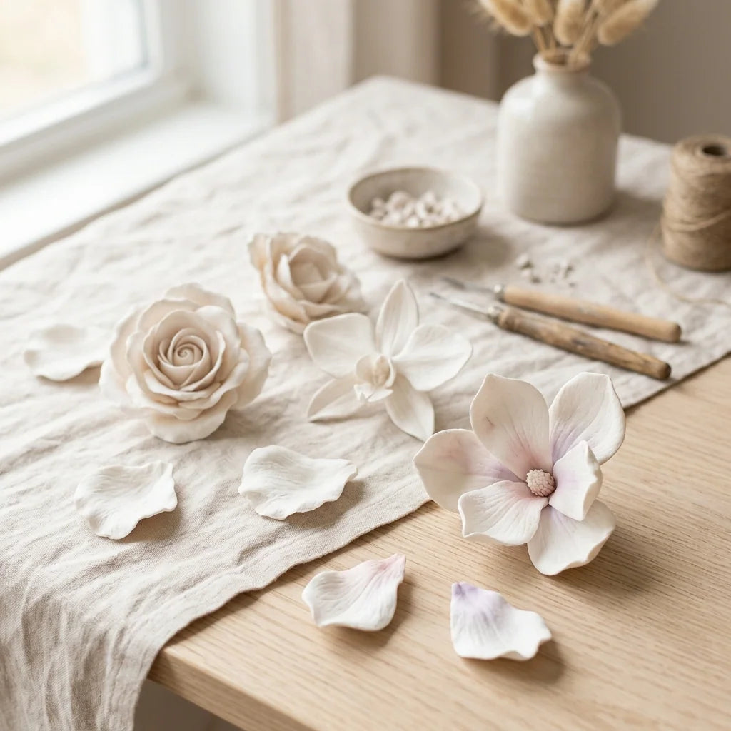 Delikatne kwiaty z lekkiej masy Cloudy Clay