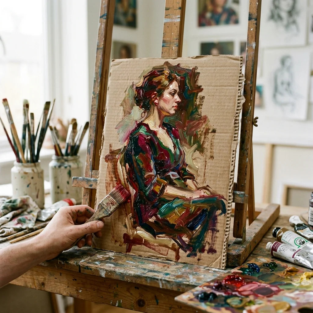 Studium olejne na tekturze malarskiej