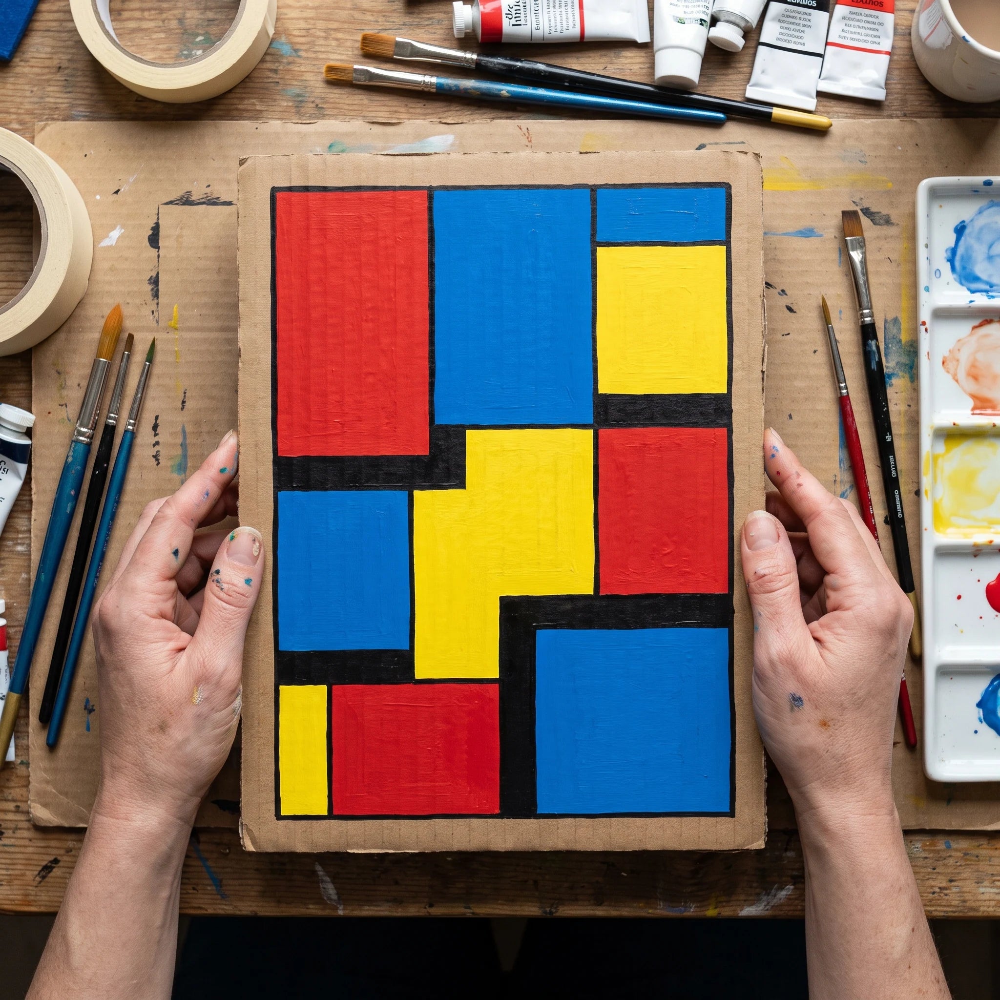 Motyw pop-art malowany akrylem na kartonie