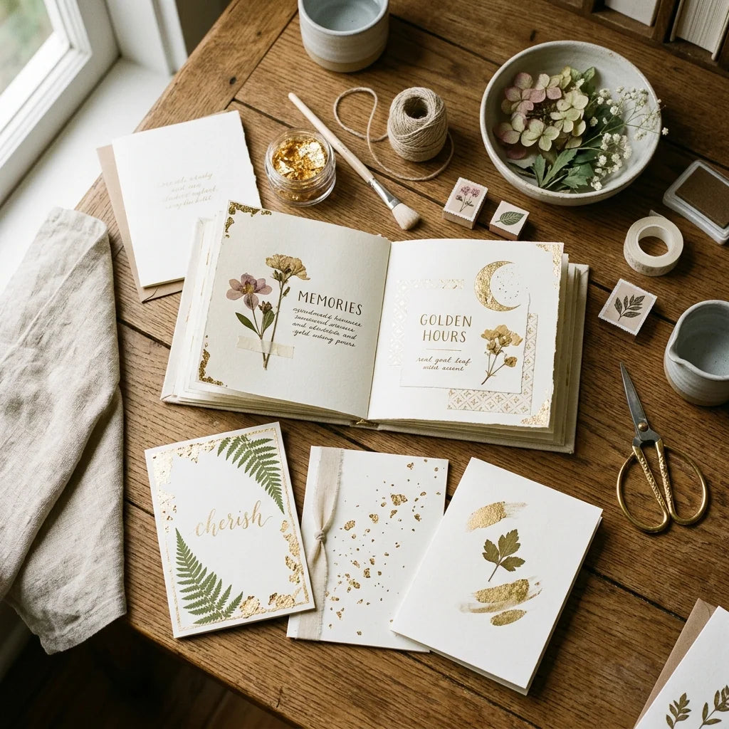 Złote akcenty w pracach scrapbookingowych
