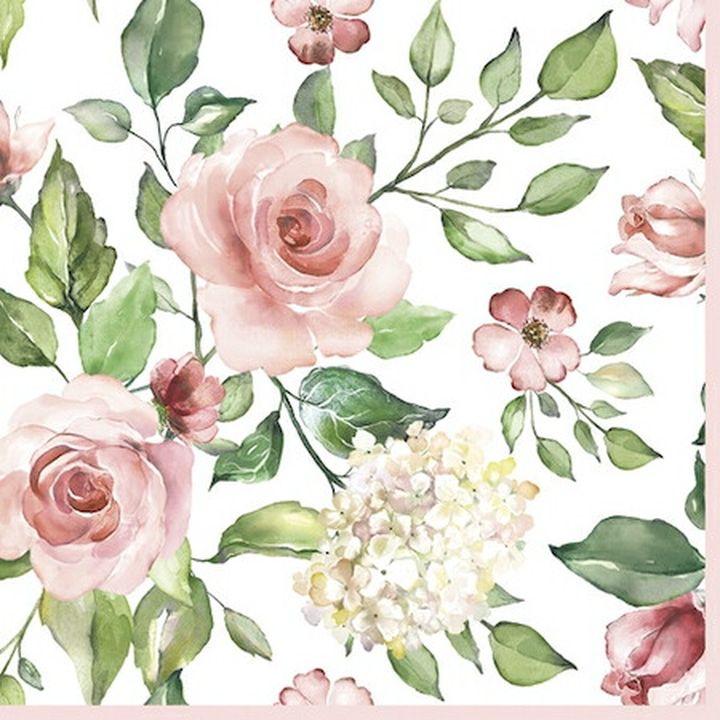 Serwetki do Decoupage Watercolour Roses with Hydrangea/ 1 szt
