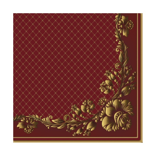 Serwetki do Decoupage - Gold Frame and Net on Crimson - 1 szt