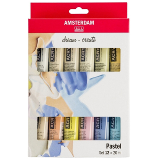 Zestaw farb akrylowych AMSTERDAM Dream and Create Pastel 12 x 20 ml