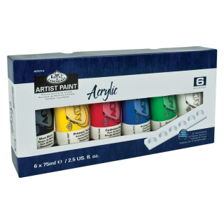 Zestaw farb akrylowych Artist Paint Royal & Langnickel / 6 szt x 75 ml   plastikowa paleta malarska