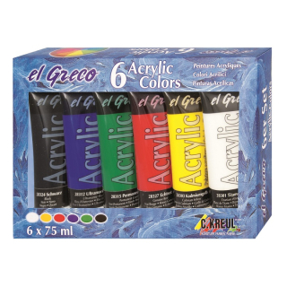 Farby akrylowe El Greco / zestaw 6 szt x 75 ml