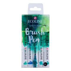 Pisaki akwarelowe Ecoline Brush Pen Green Blue | Zestaw 5 sztuk